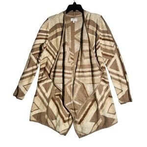 Lucky Brand Open Front Waterfall Cardigan Southwestern Aztec Geometric Women's S